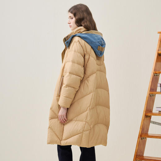 谜底连帽加厚羽绒服女2025冬季新品茧型长款可拆卸帽女254MY1725 商品图2