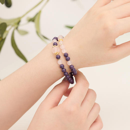 【东方系列】三彩2025新款国风淡紫合香双层手串手链粉晶镀金国潮 商品图3
