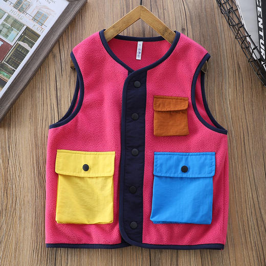 110-170卡哈绒多巴胺撞色背心户外马甲 商品图1