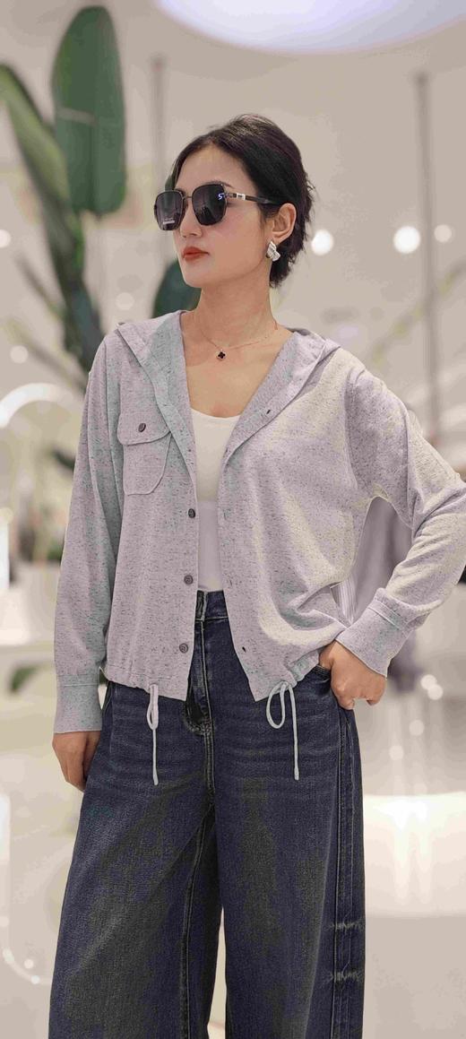 586608羊毛亚麻单袋开衫连帽针织衫 商品图3