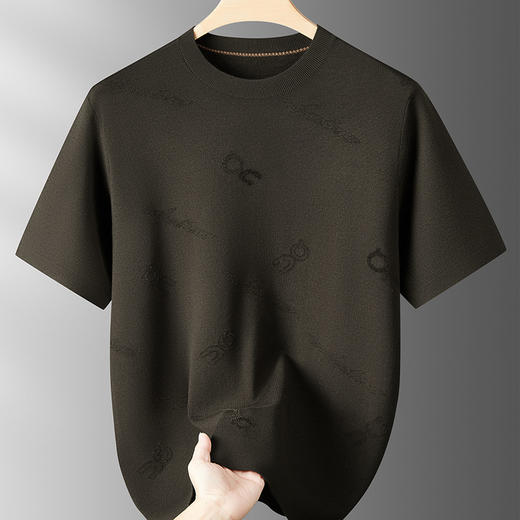 【DDS】大依优型大码男装秋季圆领提花短袖时尚休闲商务针织打底衫短袖 商品图1