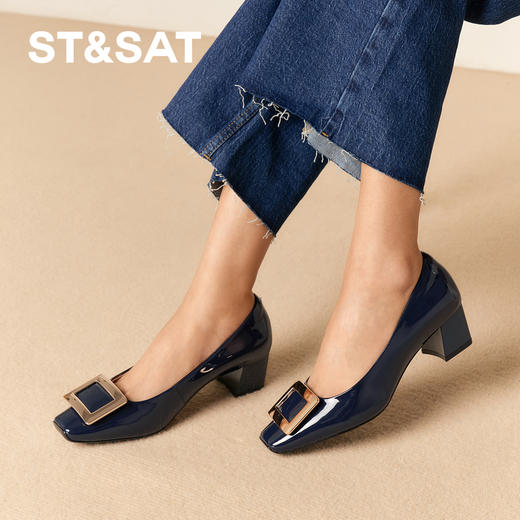 【方扣系列】星期六经典通勤百搭粗跟单鞋SSD1111475 商品图1