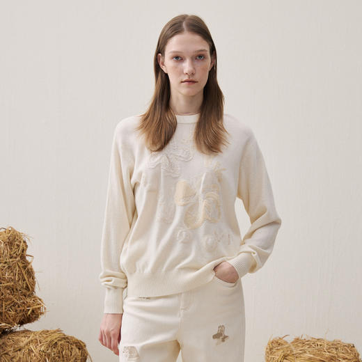 谜底套头针织衫长袖2025年冬季新品轻质柔软显瘦百搭女254MZ1886 商品图0