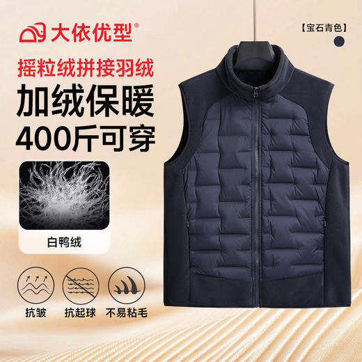 【DK】【摇粒绒拼接】400斤大依优型大码男装羽绒马甲加肥加大坎肩上衣男保暖加绒加厚 商品图4