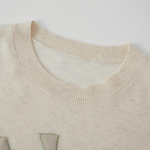 谜底套头针织衫长袖2025年冬季新品轻盈保暖圆领绣花女254MZ1890 商品图3