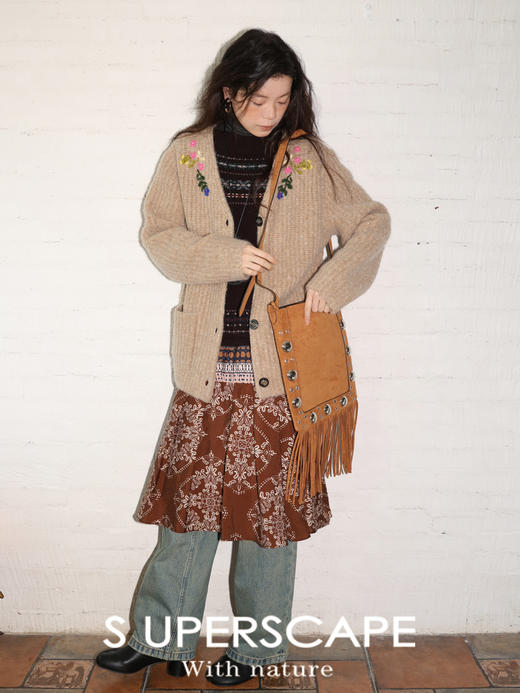 素舶 重工澳洲美丽奴羊毛 印花拼接费尔岛提花针织背心连衣裙 商品图4