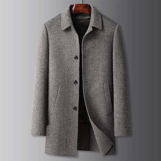 【可拆卸鸭绒内胆】【羊毛】【DBW】大依优型大码男装毛呢大衣外套中长款可脱卸羽绒内胆商务休闲大衣 商品图1