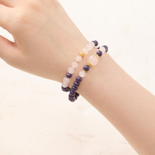【东方系列】三彩2025新款国风淡紫合香双层手串手链粉晶镀金国潮 商品图1