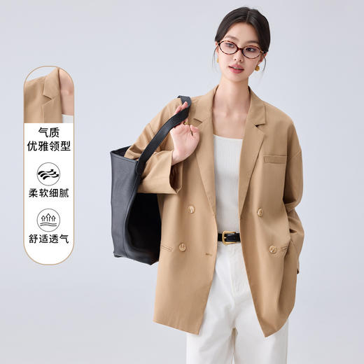 罗蒙女士春秋西服宽松舒适百搭商务通勤西装日常休闲简约大方西服外套女 商品图5