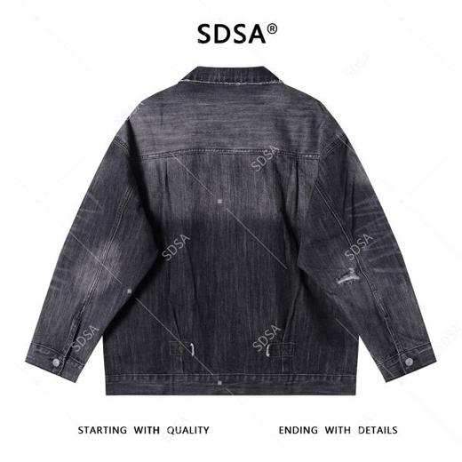 SDSA男士秋冬新款痞帅男装美式设计感口袋磨破翻领牛仔夹克外套 商品图4