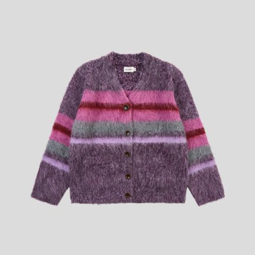 GOODBAI 撞色横条纹V领oversize长毛针织毛衣 商品图3