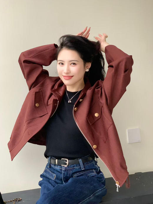 【百图lulu定制】【凯旋外套】大口袋 POLO领 铜饰纽扣  夹克外套 商品图1