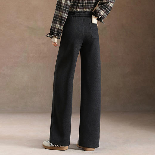 QYM 2535-Y羊毛呢阔腿裤宽松休闲裤直筒垂感裤 商品图2