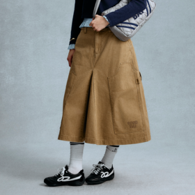 GOODBAI 粗体logo贴布绣工装A版拼接中长半身裙