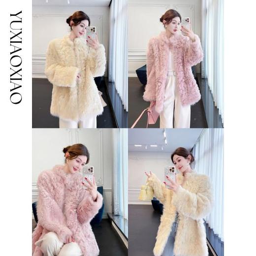 余潇潇【暮雪时光】高级减龄托斯卡纳皮毛一体时髦宽松立领外套 商品图0