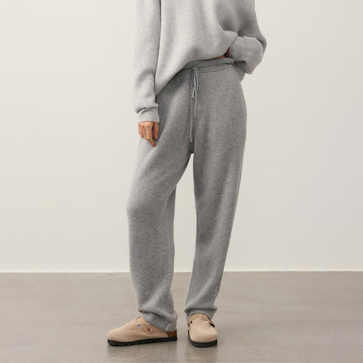 NPC潮牌100%山羊绒针织休闲阔腿长裤男保暖宽松抽绳春秋NP49TR14 商品图2