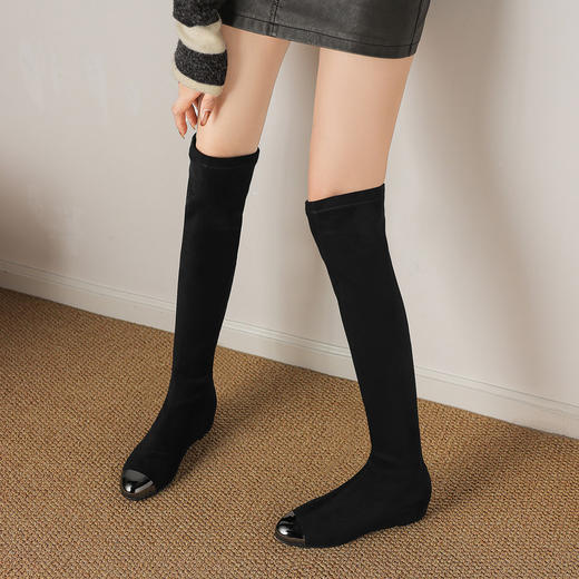 【预售7天】秋冬时尚显瘦弹力靴女简约百搭通勤圆头舒适内增高铁头瘦瘦靴HCYYHD&6308/6319 商品图4