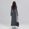 西遇针织长袖连衣裙女秋季新款轻熟灰色连帽修身显瘦长裙子SS051600 商品缩略图4