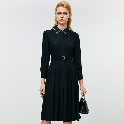 EITIE爱特爱冬季新款气质修身通勤显瘦百搭毛呢连衣裙8007704 商品图2