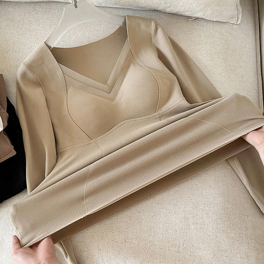 1.&山羊绒+1.6%蚕丝V领带杯保暖衣   20832 商品图6