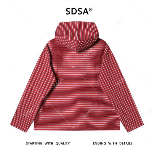 SDSA男士秋冬新款痞帅男装美式简约条纹连帽卫衣百搭潮流套头上衣 商品图4
