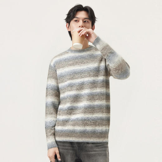 gxg.jeans男装冬季条纹圆领毛衫J24X204053 商品图1