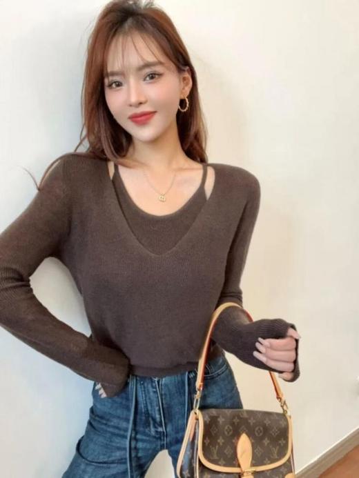 羊毛双件一体V领针织衫 商品图1