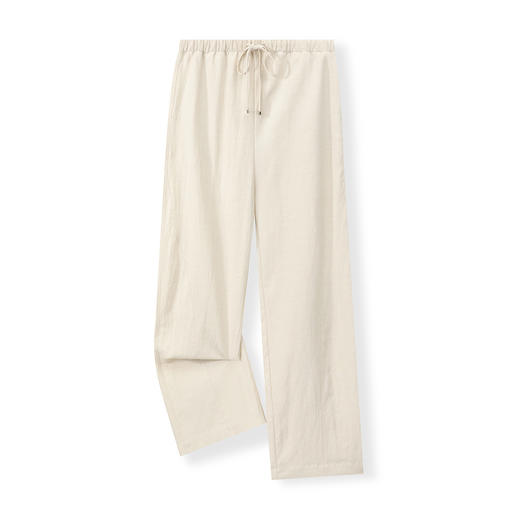 【含亚麻 系带松紧腰】罗蒙女士春秋休闲裤简约百搭舒适透气弹力有型长裤 商品图3