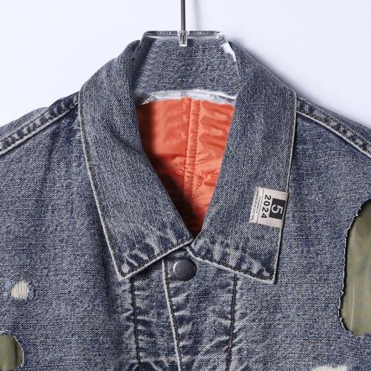 SDSA男士秋冬新款痞帅男装美式磨破拼接牛仔外套夹克复古时髦潮 商品图1