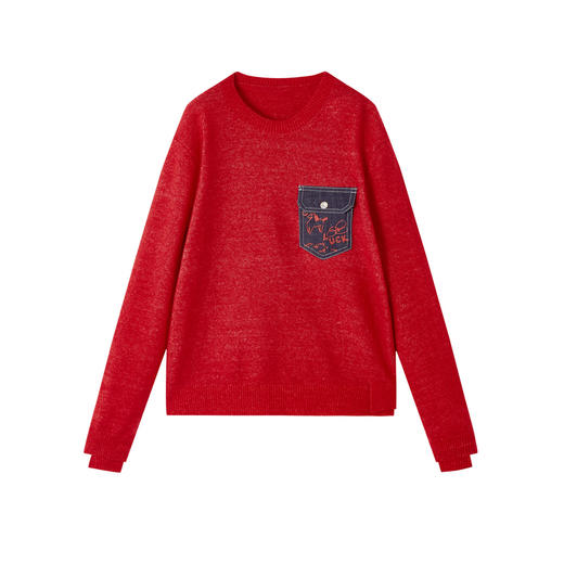 谜底套头针织衫长袖2025年冬季新品廓形宽松保暖软糯女254MZ1872 商品图4