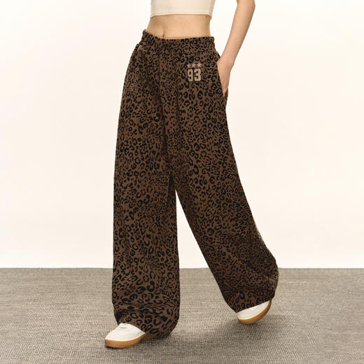 Ariseism 美式复古设计感宽松阔腿豹纹休闲裤女秋季新款长裤子 商品图0