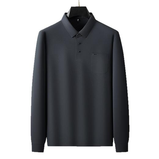 【DWP】大依优型大码男装长袖Polo衫简约纯色秋季翻领T恤商务休闲POLO衫弹力 商品图4