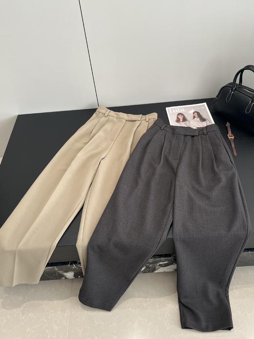 会员福利【高克重+遮胯显腿直】拉夏贝尔/La Chapelle高腰精仿直筒西裤休闲阔腿裤简约宽松垂感通勤长裤 商品图5