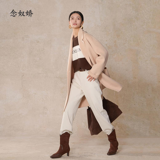 【商场同款】CNC5014  “ 白月光大衣 ” 羊毛蚕丝、驼绒混纺 触感细腻高级 翻领中长双面呢大衣 商品图3