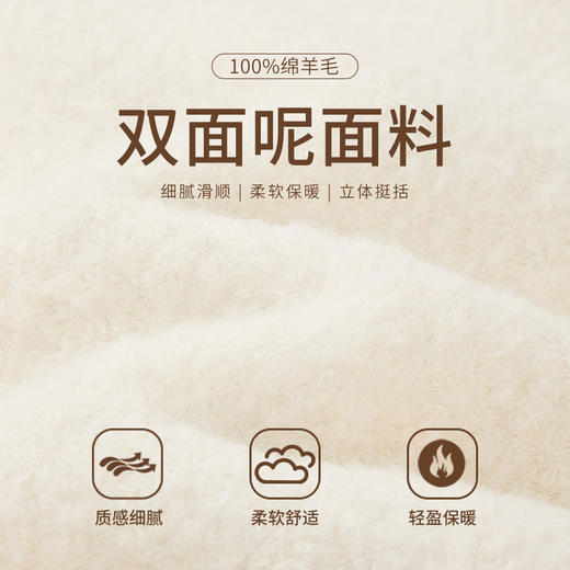 【商场同款】CNC5027  “ 元气短大衣 ” 纯羊毛圈圈呢面料 触感柔软高级 圆领米白短大衣 商品图3