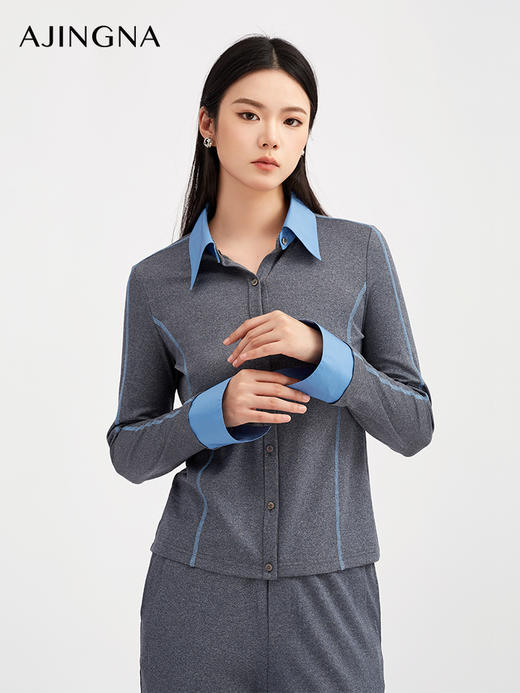 【商场同款】阿菁娜秋季新款梭织撞色领羊毛衫可拆卸袖口多穿法小众不撞衫A30Q102008 商品图1