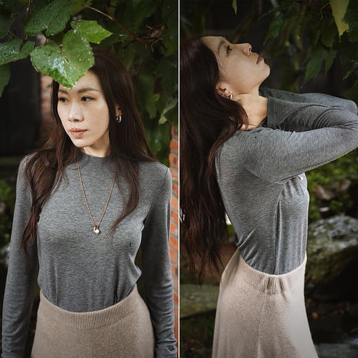 L125090201SY 半高领天丝莱赛尔+羊毛针织衫 打底长袖 商品图3