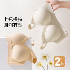 【2件装】隐形粉底液内衣女聚拢交叉提拉防垂无痕美背收副乳文胸诗情舞韵