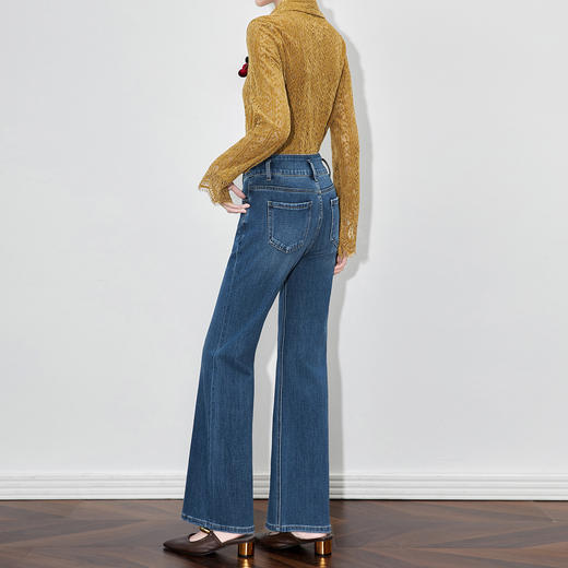 「高货wl」全新升级【铂金会员257/天猫339/差价82】(02904)洛诗琳复古时髦洗水蓝牛仔裤2025秋季高腰修身显瘦喇叭裤 商品图1