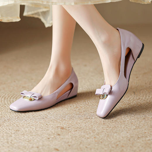 【预售5天】3.5cm中跟夏季新款羊皮镂空蝴蝶结包头内增高凉鞋HCYYHD&6087 商品图3