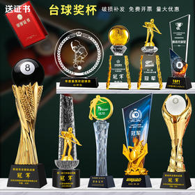 台球黑八水晶奖杯斯诺克比赛体育冠军纪念品定制定做桌球小金人