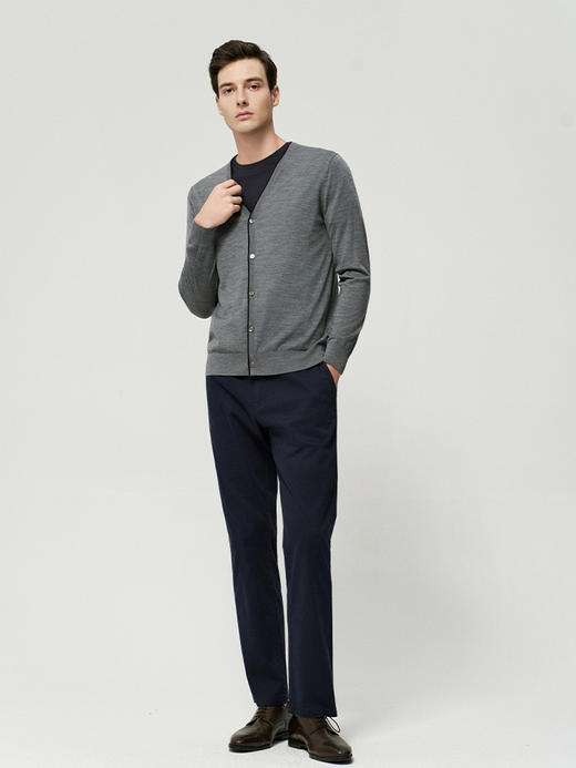 【V领纯羊毛针织开衫】25年秋冬新品男士100%羊毛薄款精纺开衫外套 商品图3