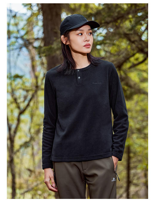 女款【轻量摇粒绒】拓路者保暖内搭长袖体恤  百搭简约户外运动套头T恤衫 【tbzg】 商品图3