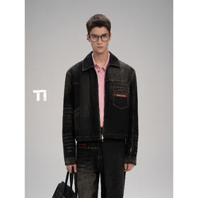 启世录TIWILLTANG“夜雾褪尽”褶皱渐变牛仔夹克