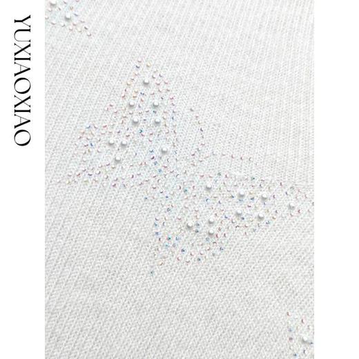 余潇潇【星光蝶语】绵羊毛混纺精美渐变大小蝴蝶烫钻高领修身打底衫 商品图2