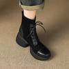 【预售5天】超轻厚底骑士靴圆头英伦风时尚简约秋冬新款绑带粗跟显瘦马丁靴CFE&C6352 商品缩略图2