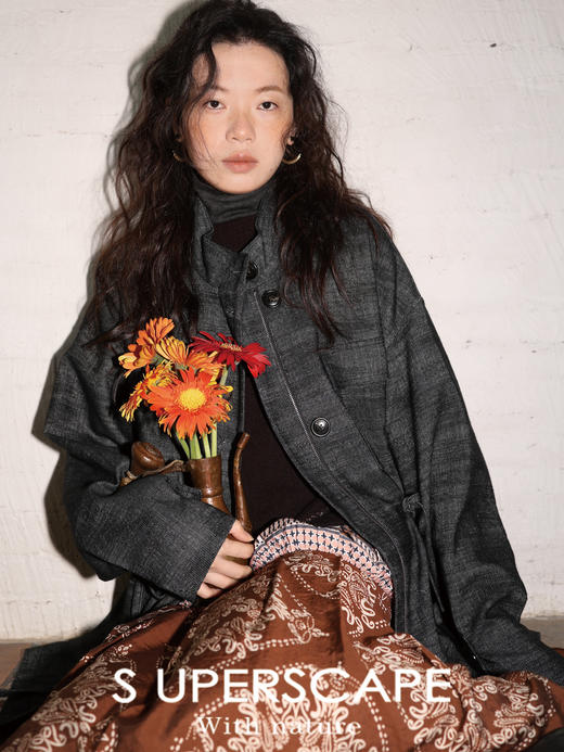 素舶 重工澳洲美丽奴羊毛 印花拼接费尔岛提花针织背心连衣裙 商品图3