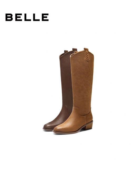 BF楼百丽显瘦时装高长筒靴女2025冬季新款粗跟显瘦西部靴子E8F1DDC5 商品图0