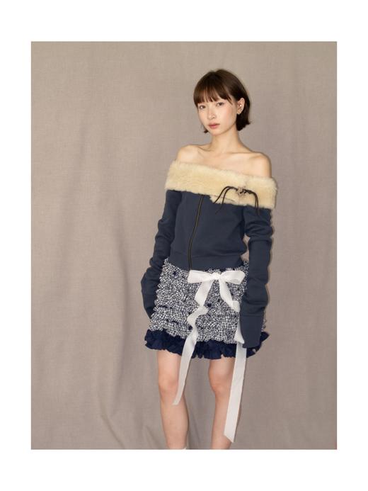 Kaiy Xiao 魔法星星系列 毛绒一字肩星星卫衣外套 商品图1