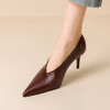 【预售5天】时尚金属皮带扣7cm尖头头层牛皮v口显瘦高跟鞋FDJ&YC-557 商品缩略图4